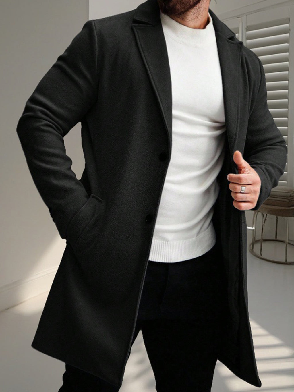 Classic Versatile Business-style High-end Single-breasted Casual Trench Coat